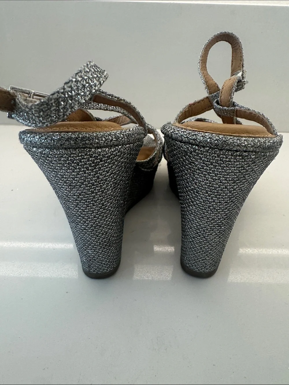 Rampage Silver Glitter Strappy Heels